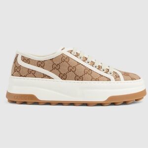 Gucci Women's Beige and White Sneakers
